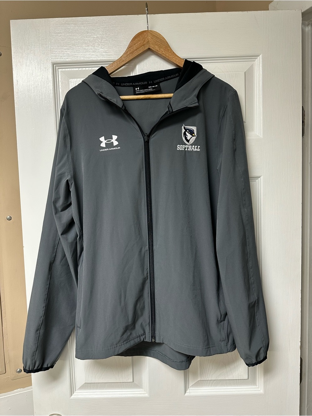 Under Armour Gray Hooded Full-Zip Softball Windbreaker